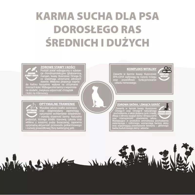 PUPIL Premium vidējām un lielajām šķirnēm Bagāts ar jēru un rīsiem - sausā suņu barība - 12 kg