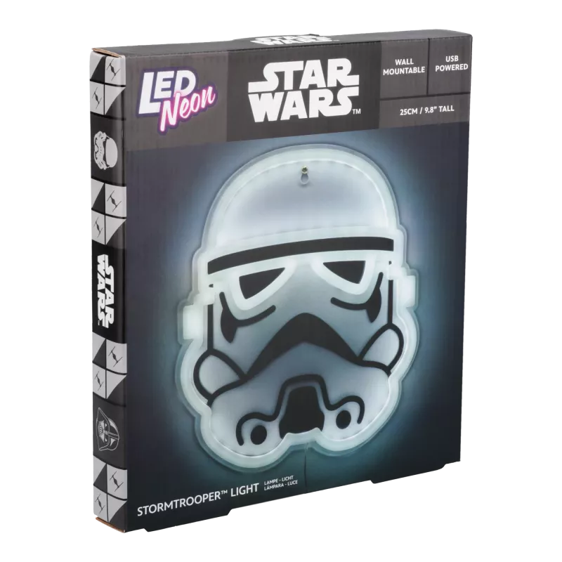 Pie sienas stiprināms LED neona gaismeklis Paladone Stormtrooper modelis PP14595SWVN, dekoratīvs Zvaigžņu karu apgaismojums
