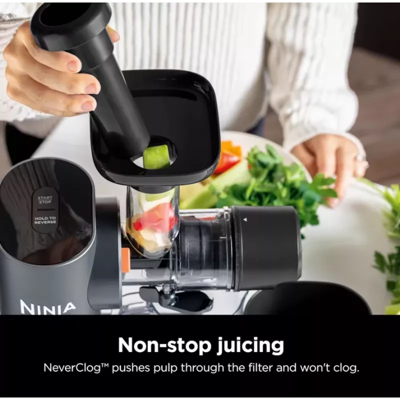 NINJA Aukstās preses sulu spiede | Neverclog JC151EU | Tips Aukstās preses sulu spiede | Pelēka | 150 W | Ātrumu skaits 1