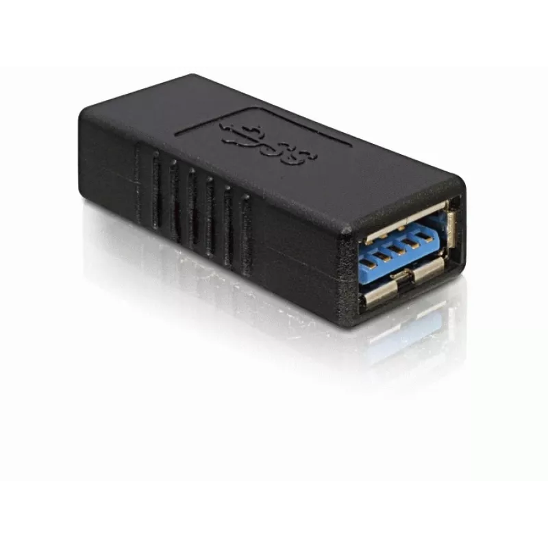 DELOCK USB 3.0-A adapteris USB-A uz USB-A melns, USB 3.0 datu pārsūtīšana