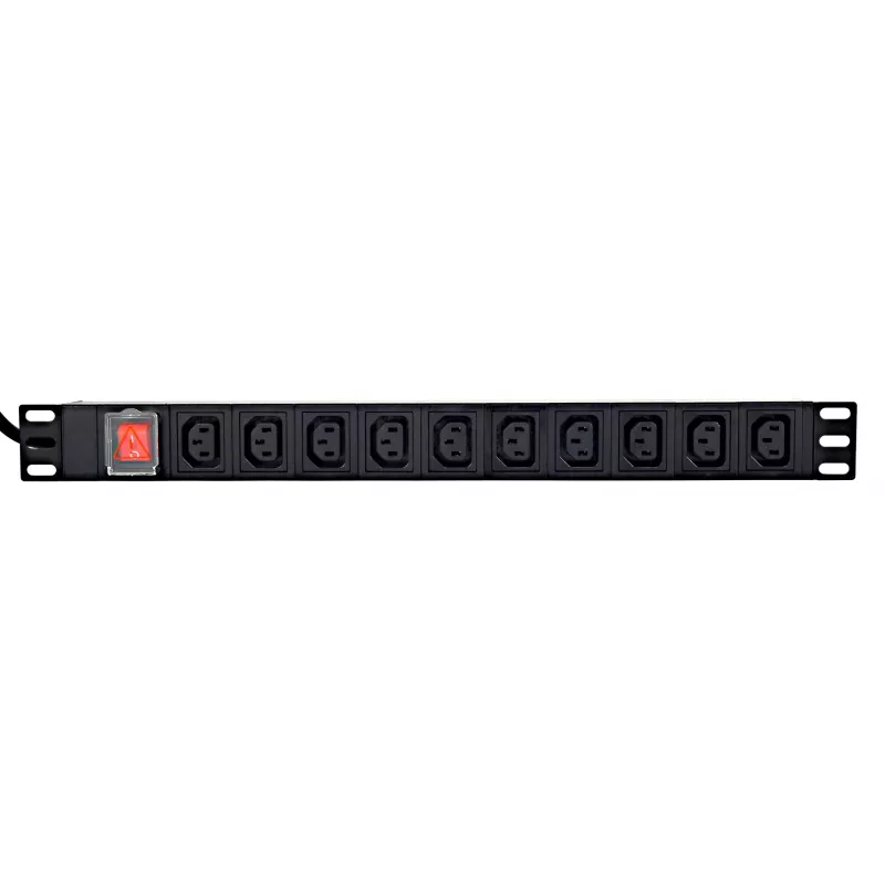 Strāvas sadales bloks GEMBIRD EG-PDU-10C132C19 — 10x C13 ligzdas, 1U statnes, 16A C19 ieeja, 2 m kabelis, 3500 W