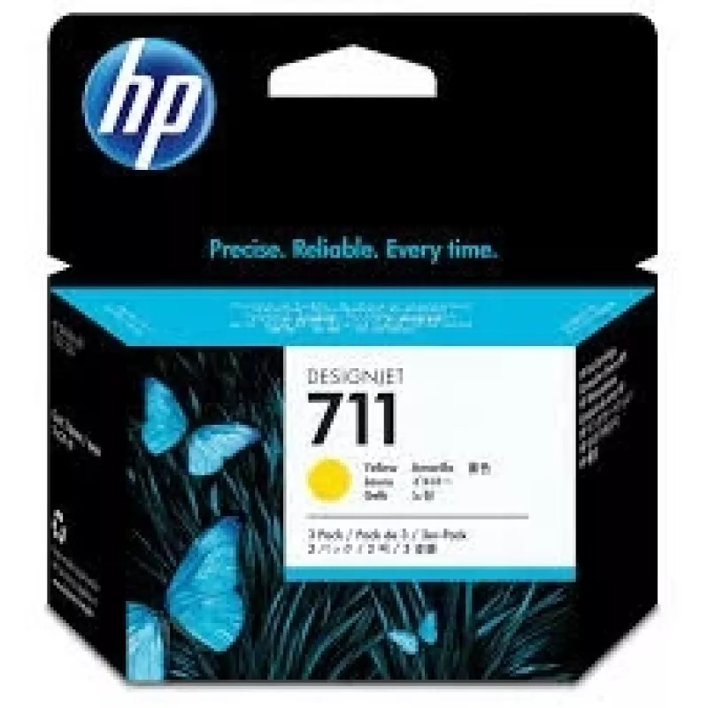 HP 711 3-pack (CZ136A) tintes kasetne, dzeltena (SPEC)