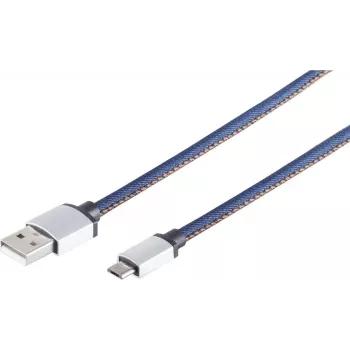 USB kabelis S/CONN 14-50029 2m USB A Micro-USB B Zils