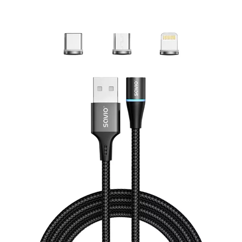Savio CL-152 USB kabelis 1 m USB 2.0 USB C Micro USB A/Lightning Melns
