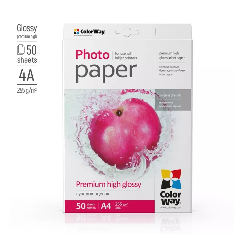 ColorWay fotopapīrs, 50 loksnes | 255 g/m² | A4 | Premium High Glossy