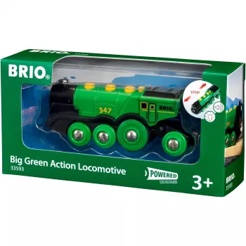 Pasaules Grüner Gustav bateriju lokomotīve, rotaļu transportlīdzeklis zaļš