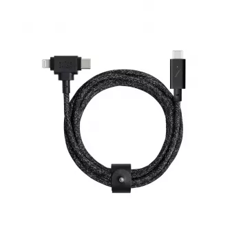 Uzlādes un datu kabelis native union Belt kabelis Duo Pro USB-C uz USB-C un Lightning, melns