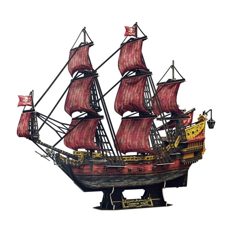 3D Puzzle cubicfun Queen Anne's Revenge Anniversary Version – modelis 306-T4040H, kolekcionējama kuģa montāža