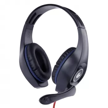 Vadu spēļu austiņas GEMBIRD GHS-05-B, cirkumaurālas, 20–20000 Hz, 2 m kabelis, 250 g, melnas/zilas