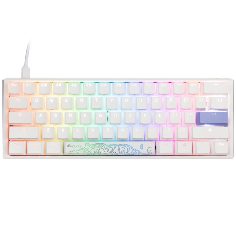 Ducky One 3 Classic Pure Balts Mini spēļu tastatūra, RGB LED - MX-Sarkans (US) (DKON2161ST-RUSPDPWWWSC1)