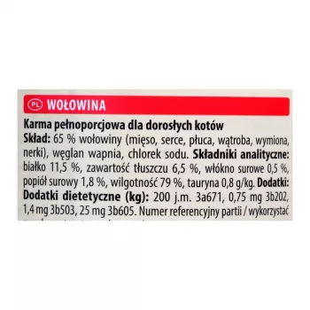 Mitrā kaķu barība Animonda Carny bundža 200 g — liellopa gaļa, bez graudaugiem, bez glutēna, pieaugušiem kaķiem, piemērota pārtikas alerģijām