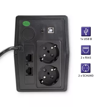 Qoltec Monolith UPS Double-conversion Online 0,65 kVA 360 W 2 AC kontaktligzdas