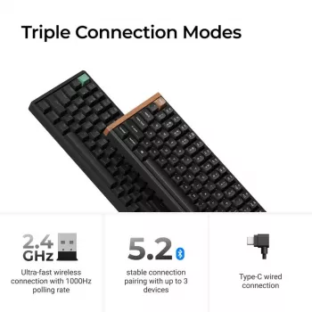 Mehāniskā tastatūra Keychron K4 HE ar Gateron Double‑Rail Magnetic Nebula slēdžiem, bezvadu, melna, US izkārtojums