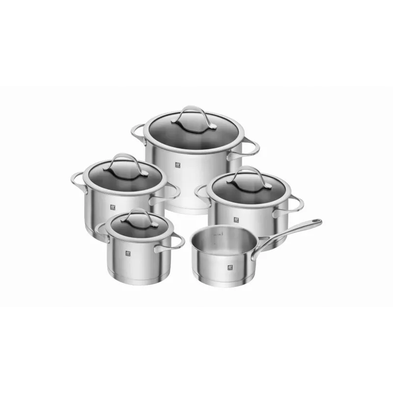 ZWILLING Essence 5 daļu nerūsējošā tērauda trauku komplekts ar stikla vākiem