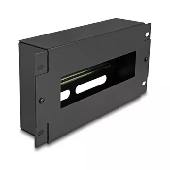 Delock 67320 10" automātisko slēdžu sliede ar pārsegu un DIN sliedi, 3U, metāls, melna