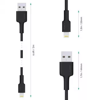 Lightning kabelis AUKEY CB-AL05 1 m melns