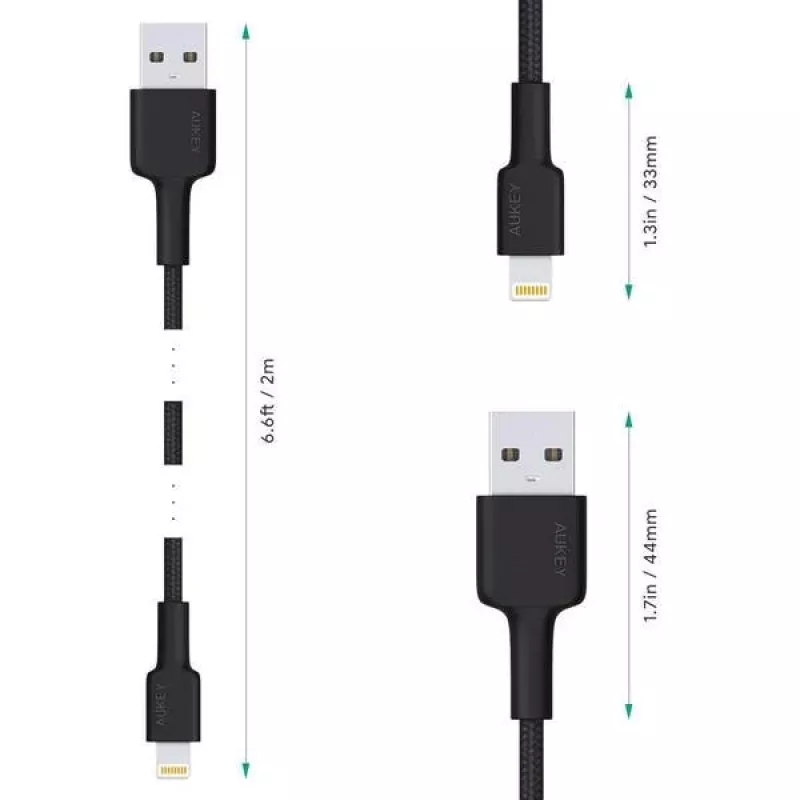 Lightning kabelis AUKEY CB-AL05 1 m melns