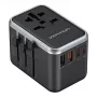Vention ceļojumu barošanas adapteris FJFB0 65W — 2× USB-C PD/PPS, 2× USB-A (QC/BC), HDMI izeja, alumīnijs/melns
