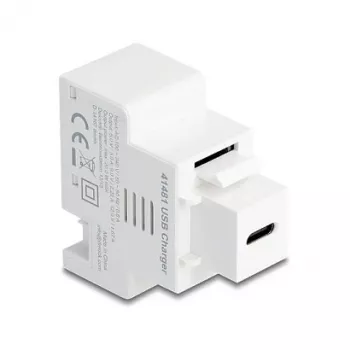 DELOCK Keystone modulis ar USB‑C PD 20W uzlādes ligzdu, balts