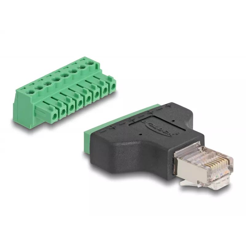 DeLOCK Adapteris RJ45 vīrišķais > Spaiļu bloks 8 kontaktu 2-daļu 3,81 mm