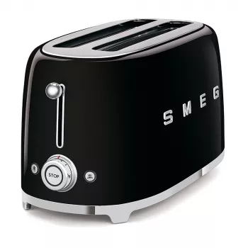 Smeg - TSF02 Toasteris 4 šķēlēm - Melns/lakots/PxAxD 41x20,8x21,5 cm/6 grauzdēšanas pakāpes/1500W