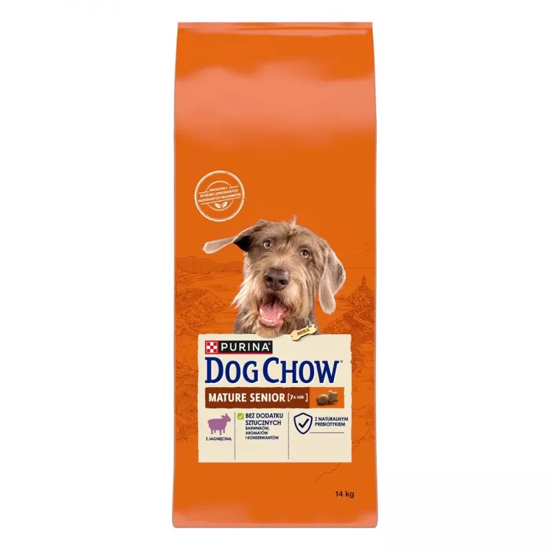 Sausā suņu barība Purina Nestlé Dog Chow Mature Senior ar jēru 14 kg, 24% olbaltumvielu, 10% tauku