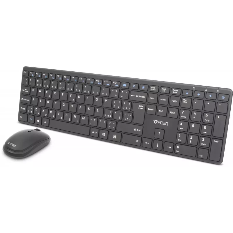 Bezvadu tastatūras un peles komplekts YENKEE YKB 2008CS — 2,4 GHz USB, kompakts izkārtojums