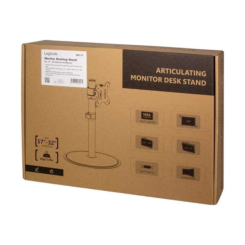 Monitora statīvs LogiLink BP0110 81,3 cm (32 collas) Galdam Melns