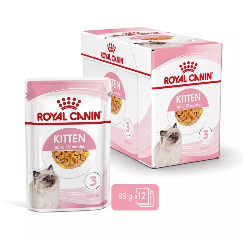 Mitrā kaķu barība Royal Canin Kitten Gravy 85 g — mājputnu gaļa, 78% mitrums, 12% olbaltumvielas