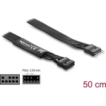 DeLOCK 86055 HD audio lentkabeļa pagarinājums, 9 kontaktu spraudnis uz ligzdu, 50 cm, melns