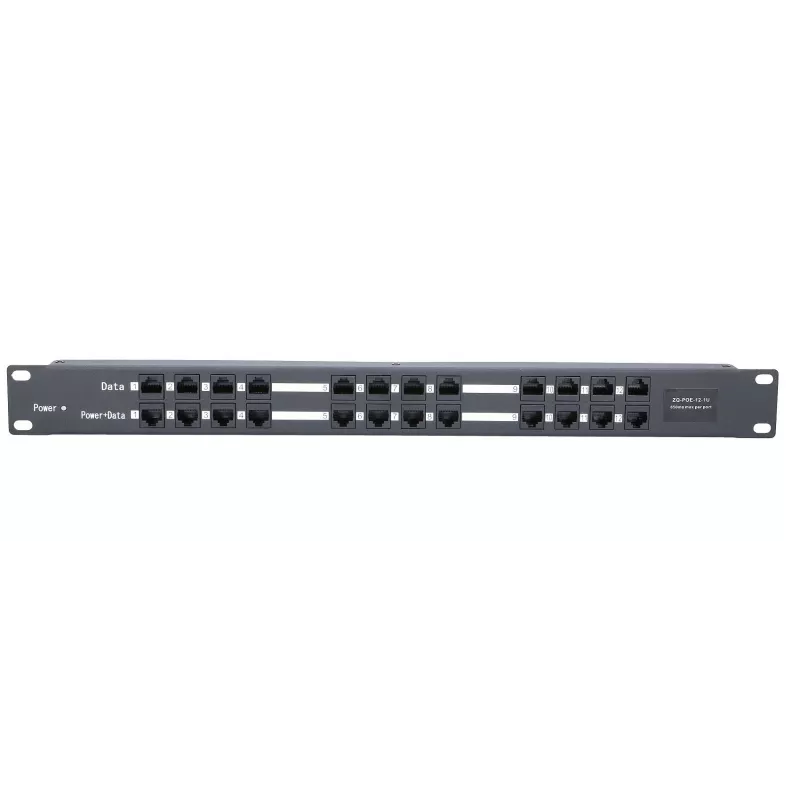 Extralink PoE inžektors 12 portu, 12x 100Mb/s RJ45, piestiprināms pie statīva