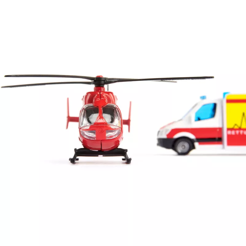 Rotaļlietu komplekts Usorteret Siku Mercedes-Benz glābšanas furgons un helikopters modela komplekts
