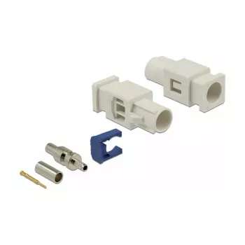 Koaksiālais savienotājs DELOCK 89756 — FAKRA B vīrietis, zelta pārklājuma kontakti, 9,4×25,6×7,4 mm