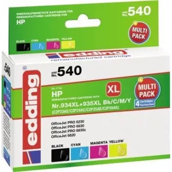 Edding EDD-540 - saderīgs - tintes uz pigmenta bāzes - melns - ciāna - fuksīna - dzeltens - HP - daudzpaka - OfficeJet PRO 6230 - 6830 - 6830c (18-540)