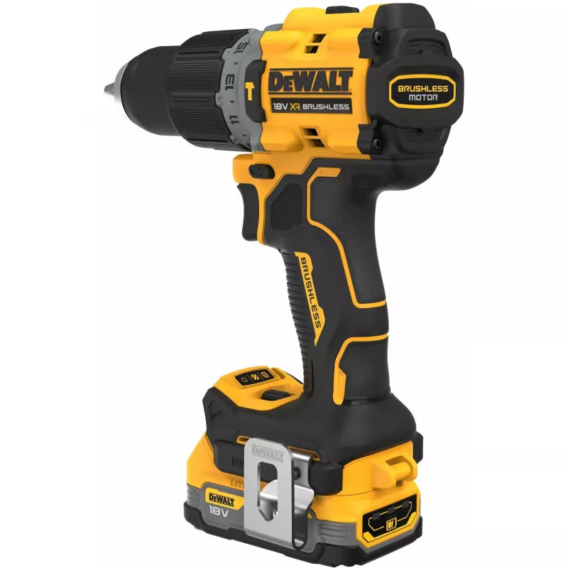 Pistoles roktura urbis DeWALT DCD805E2T-QW, 18V Li-Ion 1.7Ah x2, bezsuku, 2000 apgr./min, 90 Nm, 13 mm patrona