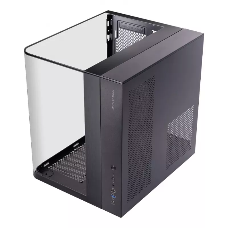 PC Midi Tower Case TACENS Mars Gaming MC-INFINIOLITE, Melns, Rūdīts stikls, atbalsta ATX/Micro-ATX/Mini-ITX, 120 mm ventilatori