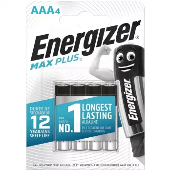 Vienreizējā baterija Energizer MAXPLUS AAA 4 gab., Alkaline, 1,5V, darba temperatūra -18–55°C