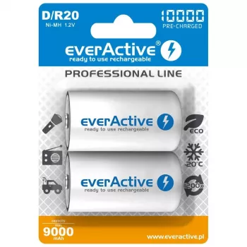 Uzlādējama baterija everActive EVHRL20-10000 D NiMH 1,2 V 2 gab.