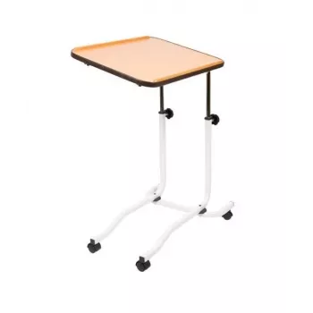 Naktsgaldiņš Mobilex BRAK kompakts dizains ar glabātuvi, taisnstūra virsma, 4 bloķējami riteņi, augstums 61–87 cm, 540×410 mm