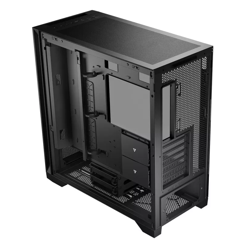 PC Case MODECOM VOLCANO EXPANSE S MIDI Melns — rūdīts stikls, USB-C, atbalsta micro ATX, GPU līdz 430 mm