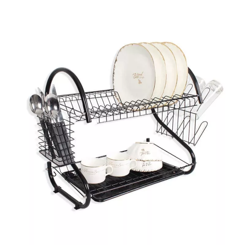 Trauku žāvēšanas statīvs Maestro MR-1025-38-Melns, brīvi stāvošs metāla statīvs, 38 cm platums, melns