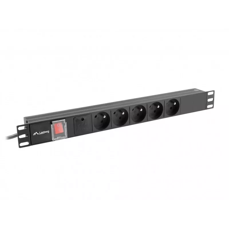 Lanberg PDU-05E-0200-IEC-BK strāvas sadales bloks (PDU) 5 maiņstrāvas rozetes 1U Melns