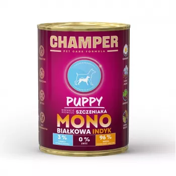 CHAMPER Puppy Monoprotein Turkey - mitrā suņu barība - 400 g