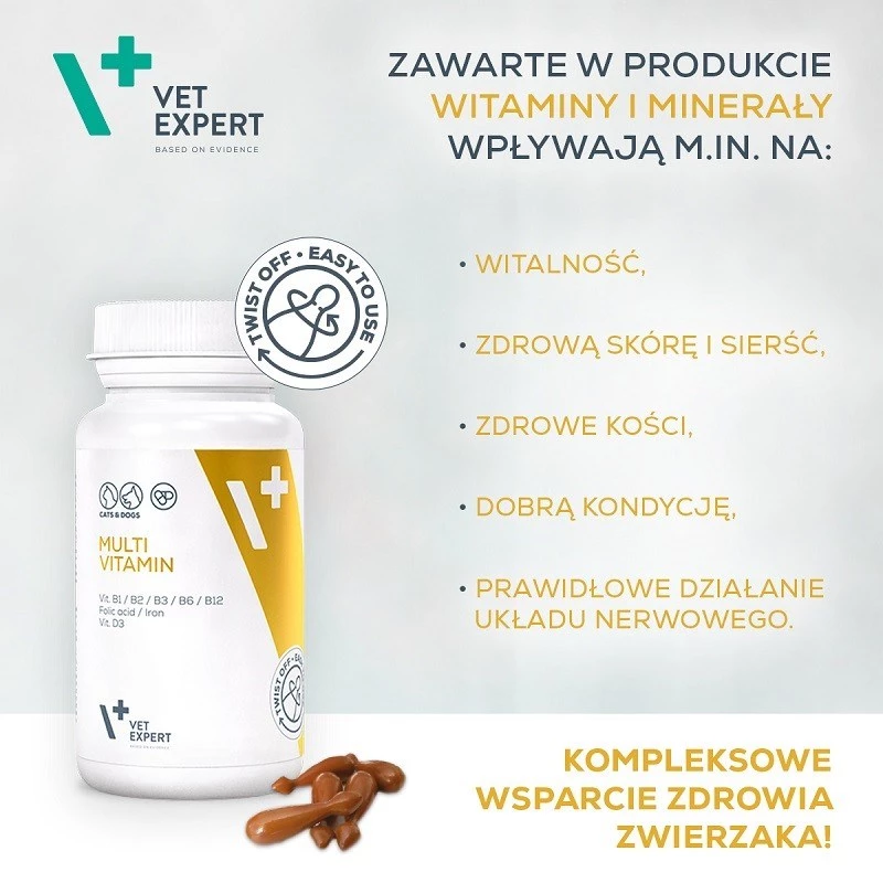 Multivitamīnu kapsulas VETEXPERT 30 gab. suņiem un kaķiem – vitalitāte, locītavu atbalsts, bez konservantiem un bez lipekļa