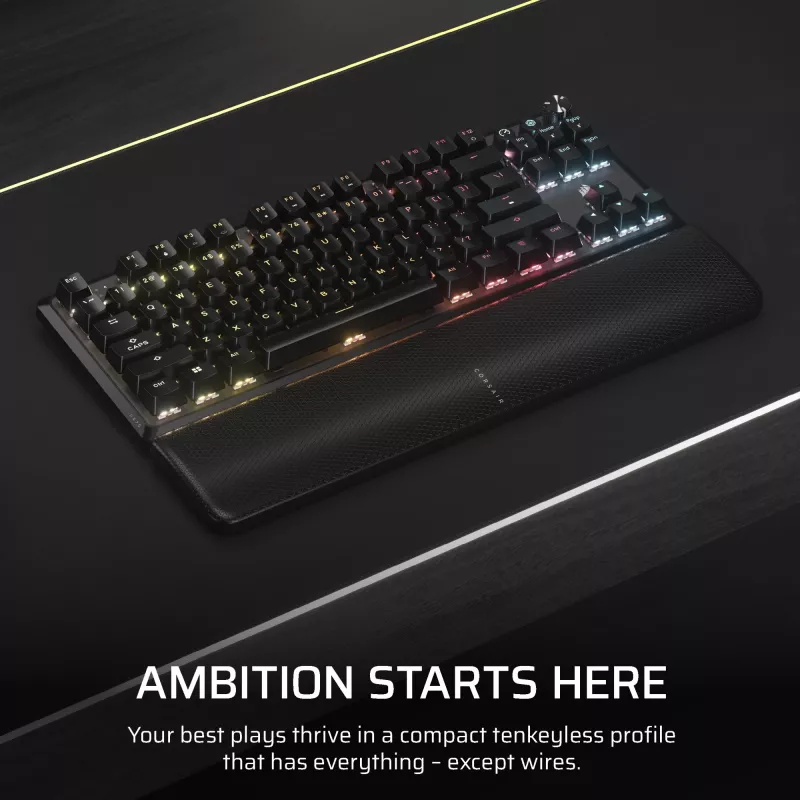 Corsair K70 CORE TKL tastatūra spēlēm USB + RF bezvadu + Bluetooth QWERTZ vācu melna
