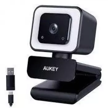 Aukey PC-LM6 Stream Series ar gredzenveida apgaismojumu Full HD tīmekļa kamera ar 1/3-CMOS sensoru melna