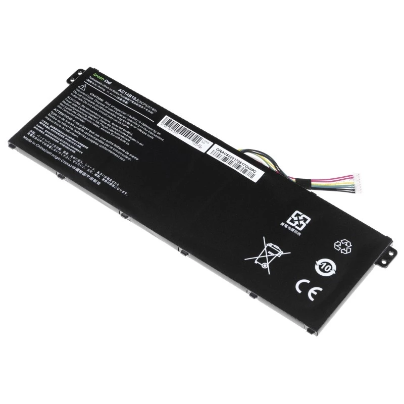 Baterija zaļa Cell AC52 priekš Acer Aspire E11 ES1-111M ES1-131 E15 ES1-512 Chromebook CB3-111 CB5-311, 11.4V 2200mAh Li-Ion, 3 elementi, melna