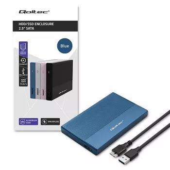 Ārējais 2,5 collu SSD/HDD korpuss QOLTEC 52276 USB 3.0 SATA līdz 2 TB