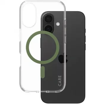 PanzerGlass CARE Urban Combat caurspīdīgs maciņš ar zaļu MagSafe iPhone 16