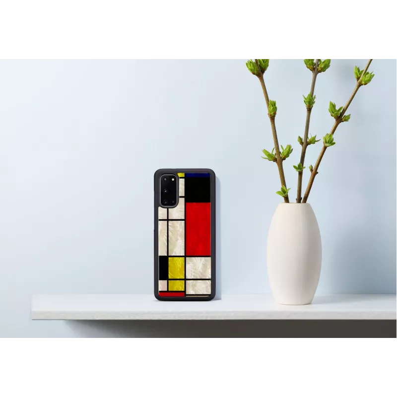 Aizsargājošs tālruņa maciņš iKins Samsung Galaxy S20, melns Mondrian dizains